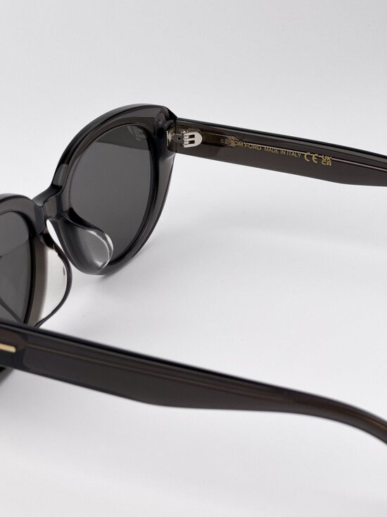 Tom Ford FT1296-K 20A Sunglasses – Transparent Grey Oval Frame Smoke Lenses main image 4